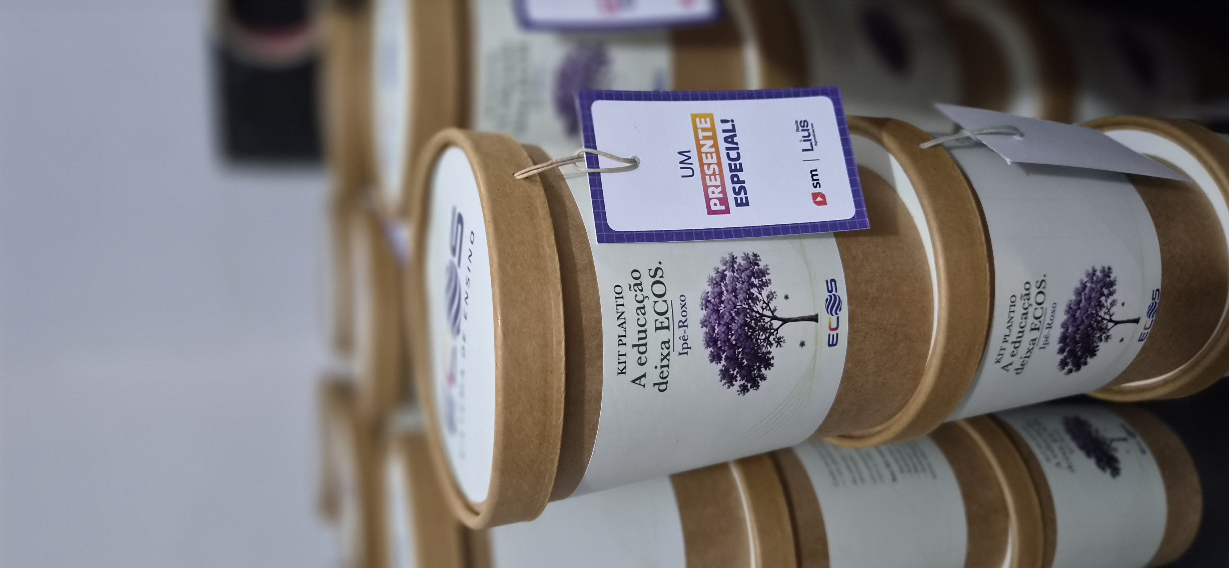 Kit de ipê-roxo com rótulo, logomarca e tag personalizados